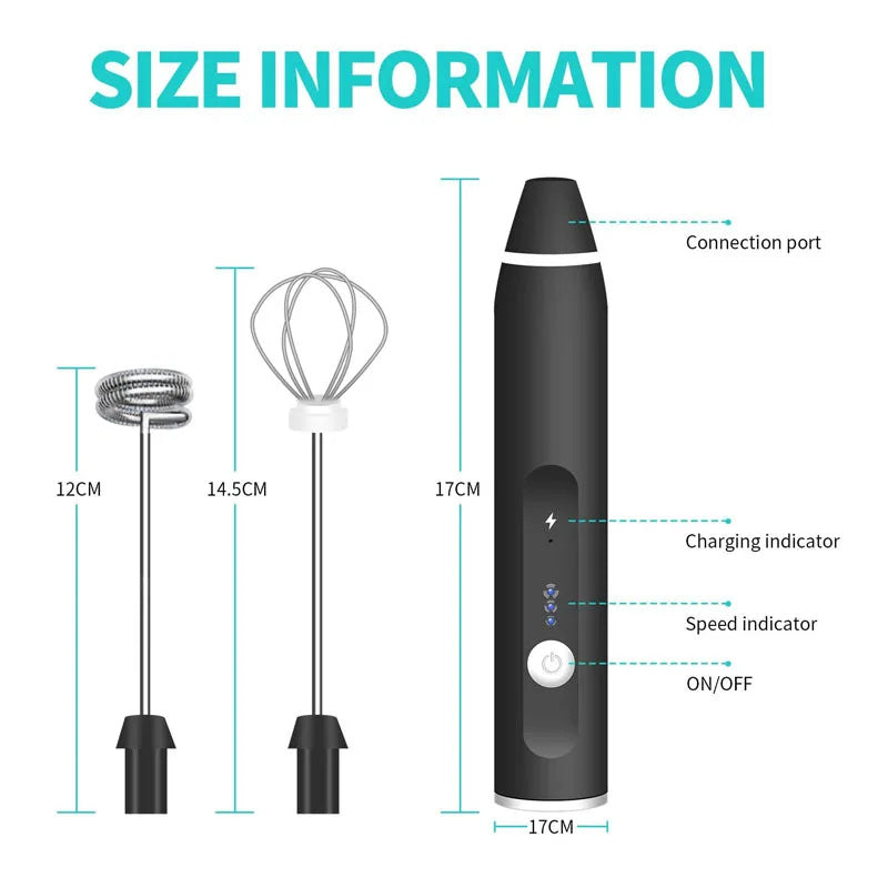 Rechargeable Electric Coffee Beater & Milk Frother - USB Charging