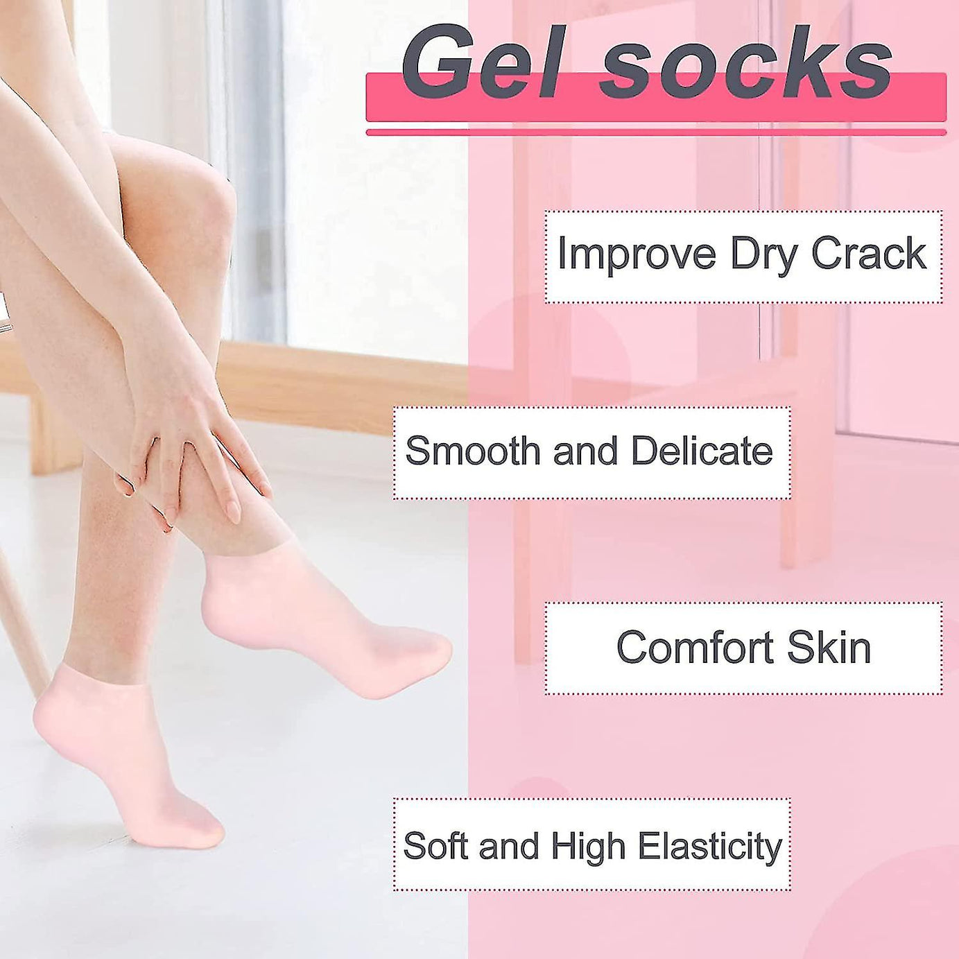 Silicone Moisturizing Heel Socks - Crack Repair & Foot Care
